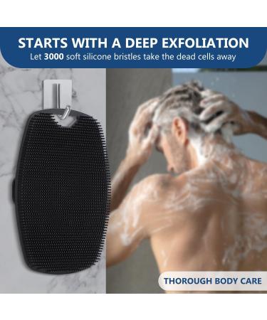 Silicone Body Scrubber Brush for Exfoliating All Skin Types - Easy to Use, Clean, and Quick Drying (Black) - Buy Online on GoSupps.com