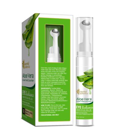 Oriental Botanics Aloe Vera Eye Cream Roller with Green Tea & Cucumber - 15ml | Reduce Dark Circles, Puffiness & Fine Lines | With Caffeine, Hyaluronic Acid & B3 - Buy Online on GoSupps.com