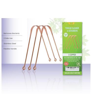 Buy Copper Tongue Cleaner Pack of 3 - Stop Bad Breath & Improve Oral Care for Adults | Metallic Tongue Scraper - Buy Online on GoSupps.com