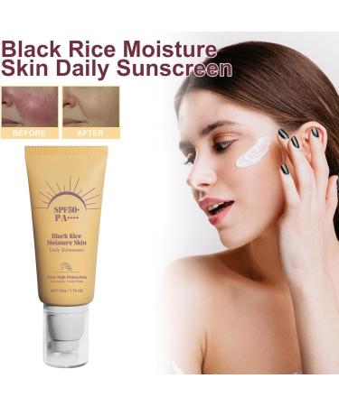 Daily Moisturizing Sunscreen SPF50+ Sunscreen SPF50+ | Black Rice Face Sunscreen Sunscreen Sunscreen - 50g Non-Greasy Velvet Finish Sunscreen for Face and Body - Buy Online on GoSupps.com