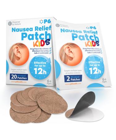 P6 Motion Sickness Patches for Kids - All Natural Sea Sickness Patches for Cruise and Car - Non Drowsy Motion Patch for Children - Safe Motion Sickness Patch for Travel
