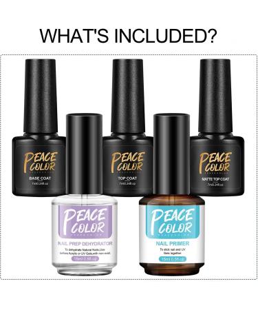 PEACECOLOR 7ML Base and Top Coat Matte Top Coat 15ML Nail Prep Dehydrator and Primer Kit Superior Bonding for Acrylic Set Poly Nail Gel Supplies Set Home DIY Nail Art Use color 200 - Buy Online on GoSupps.com