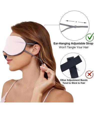 Silk Sleep Mask for Women and Men - Adjustable Double Sided Eye Cover for Travel, Yoga, Nap - Pink/Navy Blue - Buy Online on GoSupps.com