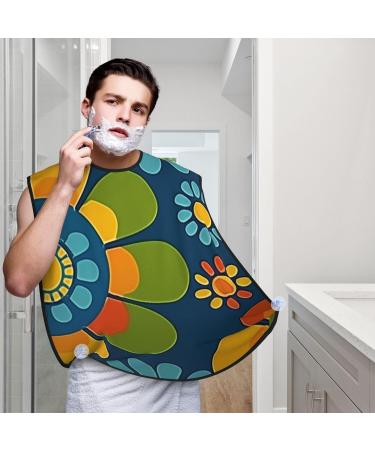 Colorful Wildflowers Print Beard Bib Apron | Non-Stick Men's Hair Catcher for Shaving | Ideal Gifts for Men - One Size Black - Buy Online on GoSupps.com