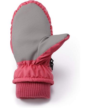 Flammi Kids Winter Ski Mittens for Girls | Warm & Water-Resistant Snow Gloves | Reindeer Design | Dark Pink | Ages 2-8 - Buy Online on GoSupps.com