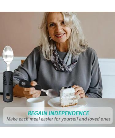 LMSHOWOWO Large Easy Grip Cutlery Set 4PCS - Black Disability Aids - Ideal Dining Aid for Disabled & Elderly - Buy Online on GoSupps.com