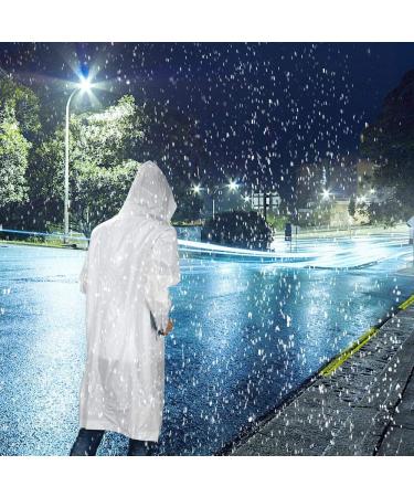 Cosowe Reusable Rain Ponchos for Adults - 2 Pack Emergency Raincoats with Hood and Drawstring - White - Buy Online on GoSupps.com