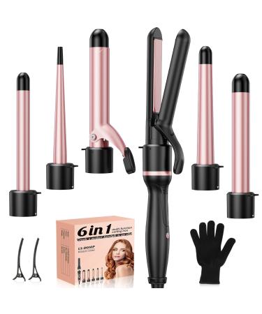 Wand Curling Iron Set SEIPIKOL 6 in 1 Hair Straightener and Curler 3/4 to 1 1/2 inch Ceramic Barrel Hair Curlers Auto Off Dual Voltage Hair Styling Hot Tools Curling Wave Wand with Flat Iron