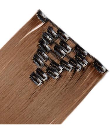 23 Medium Brown Clip-In Hair Extension - 8 Piece Set - Synthetic Straight Hair - 23 Inch Length - Buy Online on GoSupps.com