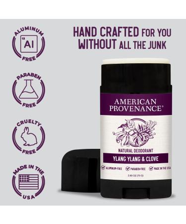 American Provenance Aluminum Free Natural Deodorant For Women and Men - Ylang Ylang and Clove - 24 Hour Odor Protection - Cruelty Free - Made in the USA (1 pack) Ylang Ylang & Clove - Buy Online on GoSupps.com