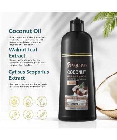 Dark Brown Hair Dye Shampoo for Gray Hair | Natural Coconut 3-in-1 Semi-Permanent Color | Long-Lasting Herbal Formula for Men & Women - 16.9 Fl Oz - Buy Online on GoSupps.com