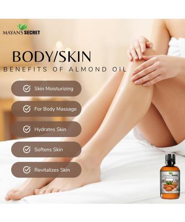 Mayan's Secret - 100% Organic Sweet Almond Oil for Skin Hair Face - Cold Pressed Pure Almond Essential Oil (4 fl. oz.) - Buy Online on GoSupps.com