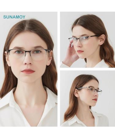 5 Pack Half Frame Reading Glasses for Men & Women - Lightweight Blue Light Blocking Readers - 2.0 Diopters - Black Grey Red Brown Purple - Buy Online on GoSupps.com