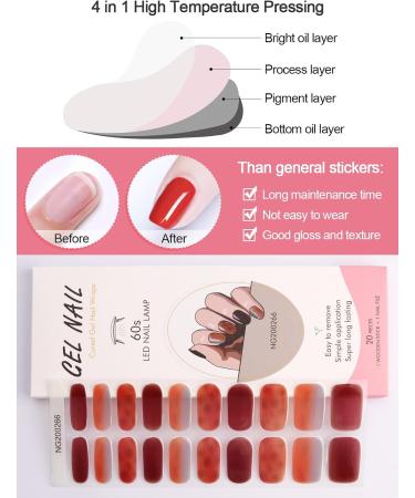 Kalolary 20PCS Nail Gel Polish Strips Full Wraps Nail Polish Stickers Cured Gel Nail Strips Self-Adhesive Gel Nail Wrap Stickers Decals with Nail File and Stick(UV/LED Lamp Required) (NJTZ-NG200266) - Buy Online on GoSupps.com