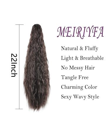 Meiriyfa Long Black Curly Ponytail Extensions for Black Women | 55cm Synthetic Claw Clip Hair Extensions - Buy Online on GoSupps.com