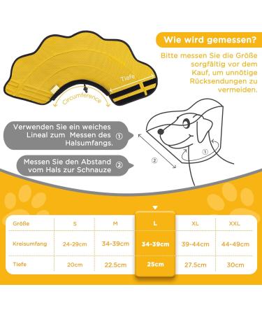 Bonthe Halskrause Dog Collar - Breathable Elizabethan Soft Protective Dog Collar for Post-Op Care Adjustable with Leak Protection - Prevent Licking from Wounds (Yellow) - Buy Online on GoSupps.com
