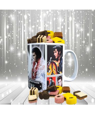 Presley King of Rock n Roll Personalised Music Icon Mug with Choice of Sweets Gift - Buy Online on GoSupps.com