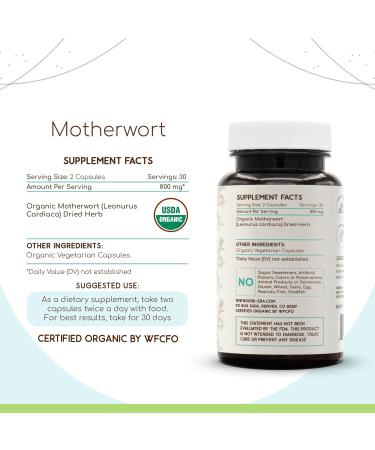 HerbEra Motherwort USDA Organic 60 Capsules | Natural Herbal Supplement | Certified Organic Vegetarian Capsules and Organic Motherwort (Leonurus Cardiaca) Dried Herb (60 Capsules) 60 Count (Pack of 1) - Buy Online on GoSupps.com