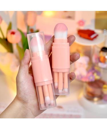 Travel Makeup Brushes Set - Multi-Tasker 5-in-1 Makeup Brush | All In 1 Cute Set Portable Face Cosmetic Brushes For Eyeshadow Eyebrow Eyeliner Blending Pink - Buy Online on GoSupps.com