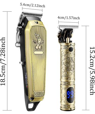 Professional Hair Clippers for Men - Cordless Electric Beard Trimmer Set with T Liners & LED Display - Gold Hair Cutting & Grooming Essentials - Buy Online on GoSupps.com
