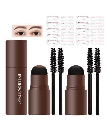 LXZJJM Eyebrow Stamp Stencil Kit Eyebrow Filling Powder Stamp Contains 10 Popular Shapes Brow Stencils and 2 eyebrow brush Easy to Use For Beginners to Nature Brow (02#Natural Brown+03#Dark Brown) 02+03
