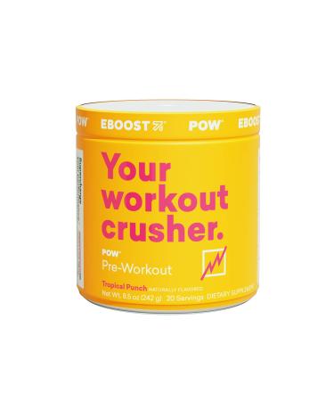 EBOOST POW Natural Pre-Workout  20 Servings - Tropical Punch - A Pre Workout Supplement for Performance, Joint Mobility Support, Energy, Focus - Men and Women - Non-GMO, Gluten-Free, No Creatine Tropical Punch 20 Servings