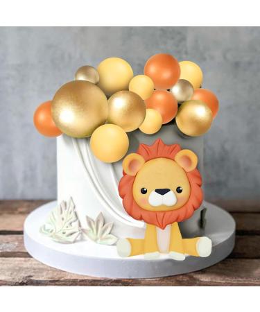 DRWATE Lion Cake Topper with Balls Cake Decorations for Wild Animals Themed Birthday Baby Shower Party Supplies (STYLE 4) - Buy Online on GoSupps.com