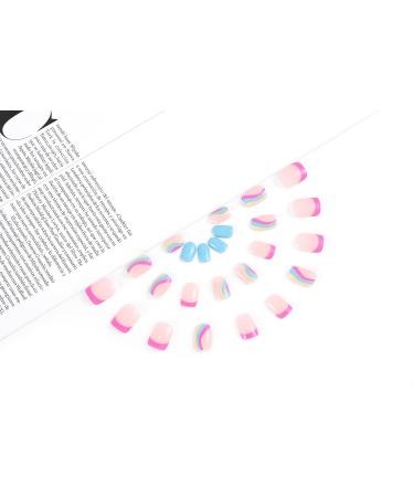 Sethexy Short Squoval False Nails - Swirl Press On French Acrylic Nails - 24 Sticks Multicolor Art for Women & Girls - Buy Online on GoSupps.com