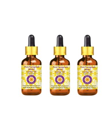 Deve Herbes Pure Fenugreek (Methi) Carrier Oil (Trigonella foenumgraecum) Cold Pressed 100ml X 3 (10 oz)