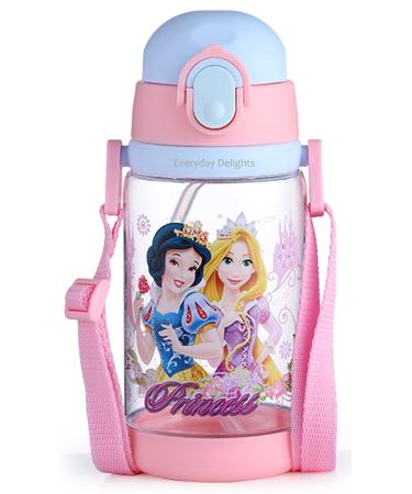 Everyday Delights Disney Princess Rapunzel Snow White Water Bottle Double Covers with Straw and Strap 520ml  Pink