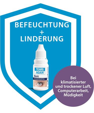 TEARS AGAIN Basic Eye Drops - Hyaluronic Acid 0.2% for Dry & Tired Eyes | Moisturizing Eye Care - 15 ml - Buy Online on GoSupps.com