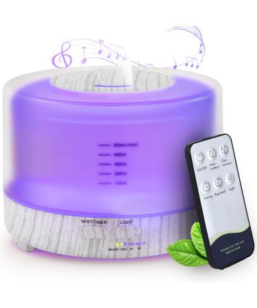 Hianjoo aroma diffuser bluetooth 500ml humidifier with timer ultrasound aromatherapy diffuser LED with 7 colors for office yoga spa bedroom (white wood grain))