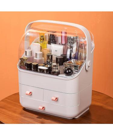 Haturi Waterproof Makeup Organizer Box with Lid - Cosmetic & Skincare Display Caddy for Bathroom & Bedroom - White - Buy Online on GoSupps.com