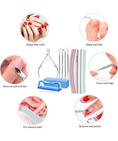 Manicure Nail File Kit Nail Cuticle Remover Kit Nail File and Buffer Set with Double-Sided Nail Files/Polishing Files/Cuticle Nippers/Pusher/PeelerToenail File - Buy Online on GoSupps.com