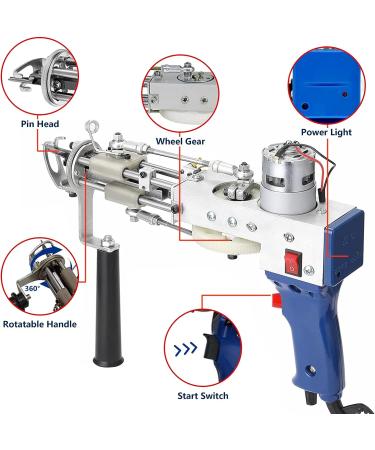 GBgeffy 2 in 1 Dual-Use Tufting Gun Kit - High Speed Rug Tufting Gun, Adjustable Stitches and Pile Height, Blue Color - Buy Online on GoSupps.com