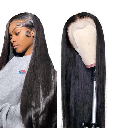 HUANGCAI 13x6 HD Lace Front Wigs Human Hair 20inch Straight Transparent Frontal Wigs Human Hair HD Lace Wigs Human Hair Pre Plucked with Baby Hair 180% Density Glueless Human Hair Wigs for Women 20 Inch Black