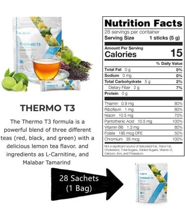 FuXion Thermo T3 Raspberry Ketones Drink - Fast Acting Thermogenic Ketosis Supplement with Natural Caffeine & Exogenous Keto for Energy & Fat Transformation - Lemon Tea (28 Sachets) - Buy Online on GoSupps.com