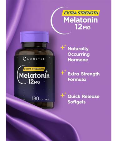 Carlyle Melatonin 12 mg | 180 Softgel Capsules | Adult Extra Strength Support Supplement | Non-GMO Gluten Free - Buy Online on GoSupps.com
