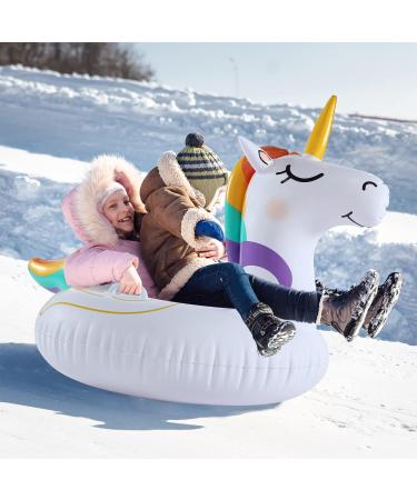 FindUWill Snow Tubes Sleds - 2 Pack Heavy Duty Winter Toys for Kids and Adults - Flamingo Unicorn Dinosaur Snow Tube 64.9 inch Inflatable Sled - Buy Online on GoSupps.com