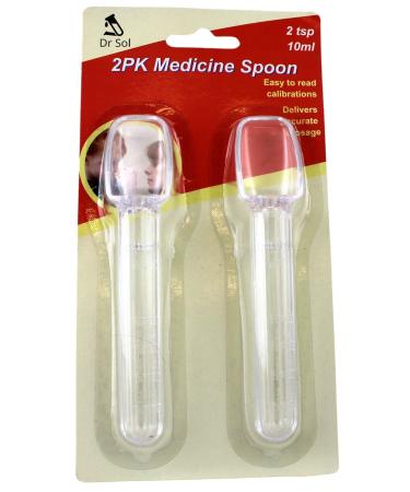 Dependable Industries 2 TSP (10ml) Calibrated Medicine Spoon Set 2 Pack BPA Free Easy to Read Calibrations Children Adults Seniors