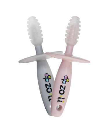 ZoLi Chubby Gummy teether | 2 Pack Baby Teething Relief - Blush/Grey BPA Free Teething Stick - Teething Toy
