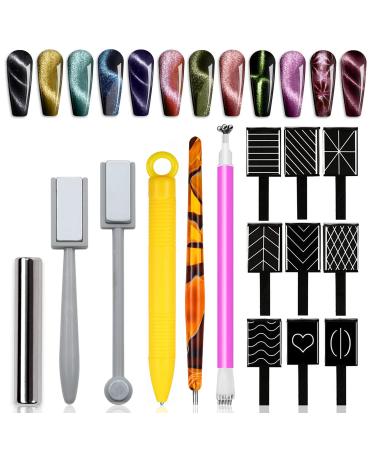 DANNEASY 15pcs Cat Eye Magnet for Nails Nail Magnet for Nail Art Magnetic Gel Polish Gel Nail Polish Pens Magnet Wand Nail Magnetic Stand Ombre Nail Design Kit Nail Art Tools Stylish Nail Manget/15pcs