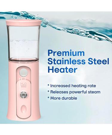 Cordless Travel Steamer | Handheld Cordless Face Steamer Handy Nano Mist Sprayer with Colorful Light Rechargeable Cool Mist Sprayer for Home Travel Pink - Buy Online on GoSupps.com