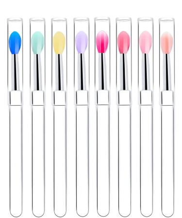 8Pcs Silicone Lip Brush Set - Reusable Lipstick & Nail Art Applicator Brushes with Lid | Perfect for Makeup & Glitter Application - Buy Online on GoSupps.com