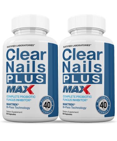 Justified Laboratories (2 Pack) Clear Nails Plus Max Pills 40 Billion CFU Probiotic Supports Strong Healthy Hair Skin Nails 120 Capsules