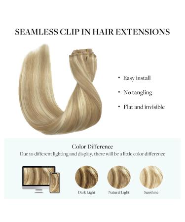Doores Seamless Clip-In Extensions | Real Human Hair | 40cm 16-Inch | Dirty Blonde Highlights | 110g Remy Hair - Thick & Natural - Buy Online on GoSupps.com