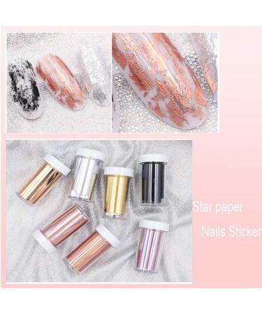 BornBeauty 7 Colors Rose Gold Nail Foils Starry Sky Glitter Transfer Stickers - Holographic Nail Art Tips - Buy Online on GoSupps.com