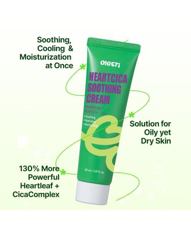 O!GETi HeartCica Soothing Cream, Lightweight Moisturizer with Heartleaf & Cica Complex, Triple Patented Hydration, 1.7 fl.oz - Buy Online on GoSupps.com