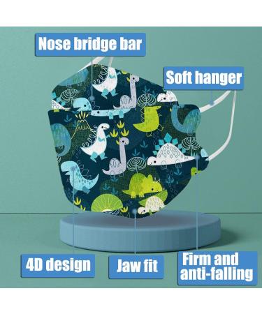 50 Pack Dinosaur Print Children's 3-Layer Disposable Face Masks - WEXCV Breathable Bandana Fabric - Buy Online on GoSupps.com