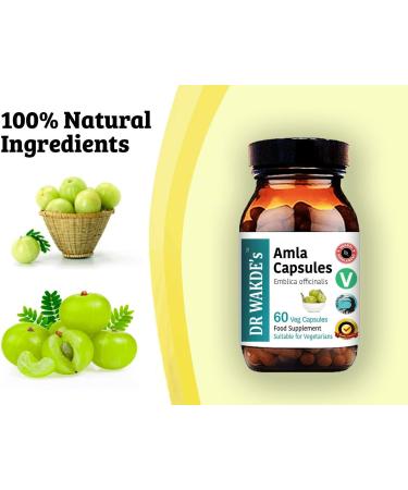 DR WAKDE'S Amla Capsules (Amalaki Indian Gooseberry Emblica officinalis 60 Veg Caps Plant-Based Supplement Ayurvedic Herb All Natural Vegan) - Buy Online on GoSupps.com
